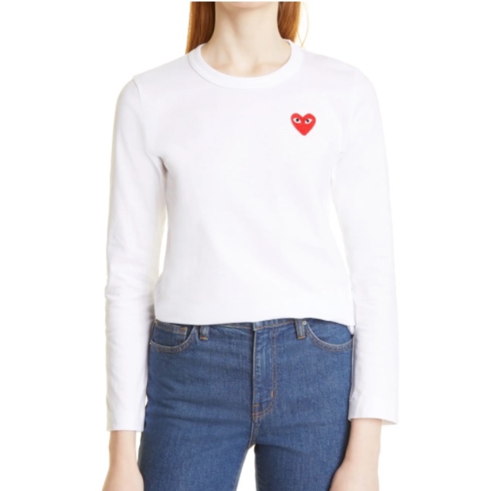 Comme des Garçons PLAY Heart Long Sleeve T-Shirt | White | L